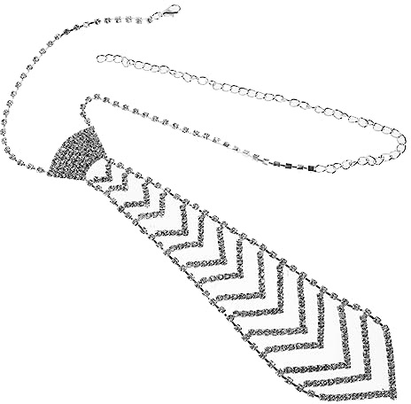 FOMIYES Corbata Gemas de Imitación Brillantes Collar de Moda para Bodas Fiestas y Graduaciones Joyería de Corbata Cadena Colgante