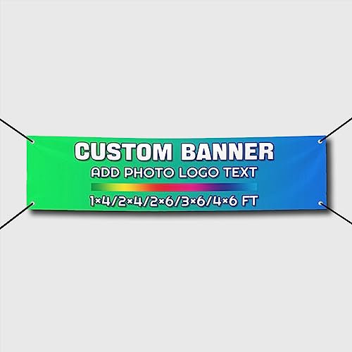 Personalisierte Fahne Selbst Gestalten - Indoor/Outdoor Banner - Fügen Sie Ihr Eigenes Bild/Text/Logo Hinzu - Für Dekoration im Freien, Geburtstagsfeier, Abschlussfeier - 30×120CM