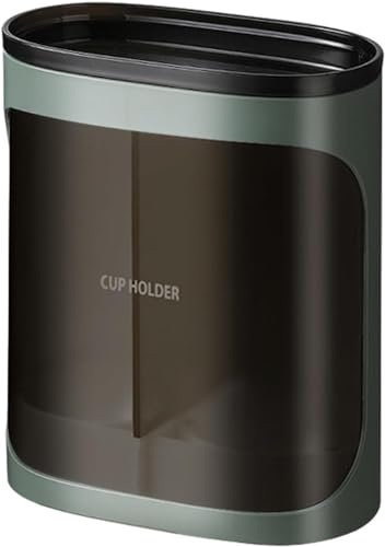 Paper Cup Dispenser - No Drilling Plasticc Water Cooler Cup Holder, Takeaway Cup Rack Easy to Install, Coffee Shop Cup Holder for Living Room Dining Room Conference Room/763 (Color : Binocular Green