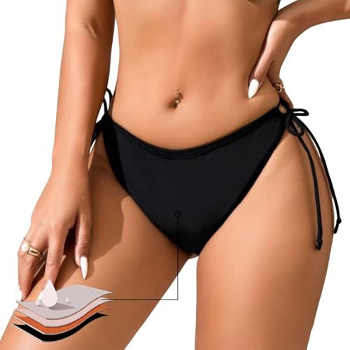 Runmeihe Menstruation Bikini zum Schwimmen, Perioden Hose Badebekleidung, Auslaufsichere Menstruationsunterwäsche für Mädchen Teenager Frauen (DE/NL/SE/PL, Numerisch, 38, 40, Regular, Regular, Black)