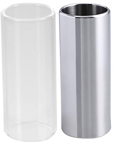 ifundom 2pièces Glissière Verre Pour Guitare Glissière à Col De Bouteille De Transparent Et Argenté Pour Guitare Et Basse
