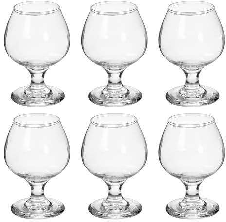 TWO TIGERS Pack 6 Copas de Coñac Alessandro. Copa de Cristal, Tamaños 100, 150, 200, 250, 350 y 500ml. Copa Brandy Ideal para Licores. Hosteleria, Restaurantes, Bar, Fiestas (200ml)