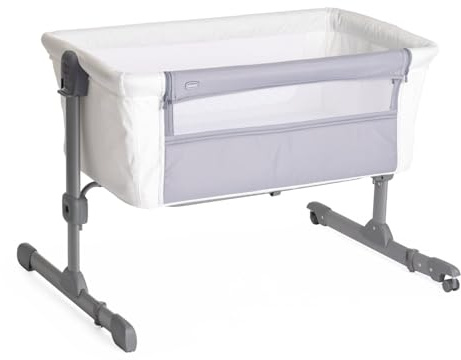 Chicco Next2Me Essential Culla Neonato Fianco Letto, Culla Co-Sleeping, Compatibile con Diversi Letti, Altezza Regolabile, Buona Circolazione dell'Aria, Materasso e Borsa inclusi, 0-6 Mesi, Bianco
