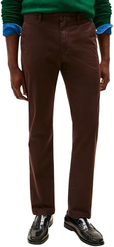 Tommy Hilfiger Uomo Pantaloni Chino Core Denton Essential Twill Straight Fit, Marrone (Dark Brown), 30W/31L