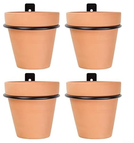 Feeshoppher Flower Pot Holder Ring Plant Hangers Outdoor and Indoor Ring Holder Wall Hook Metal Plant Stand Planters Bl-ack Flower Pot Ring Set M-etal Plant Pot Ring Stand Wall Bracke(4in)