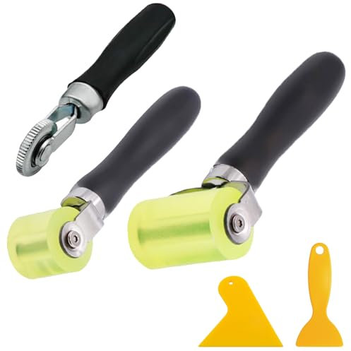 3 unidades de rodillos de empuje con dos raspadores amarillos, herramienta de rodillo de presión, rodillo de presión para sellar y soldar lonas de PVC y materiales aislantes de automóviles.