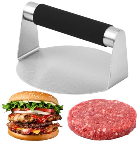 Ziyonix Prensa para Hamburguesas, 5,5 Pulgadas Redonda Profesional Aplastador Prensa Robusta para Hamburguesas Round Smash Burger con Mango Antiquemaduras para Hacer Hamburguesas Bistec Parrilla