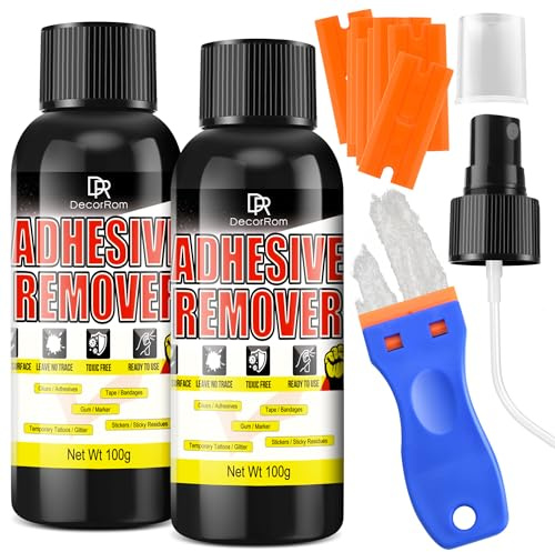 Adhesive Remover, 200ml Enhanced Version Sticker Remover Spray Glue Remover With Plastic Scraper, Adhesive Remover for Cars, Windows, Glass, Plastic -Rapidly Remover Glue, Tape, Labels, Marker, Wax
