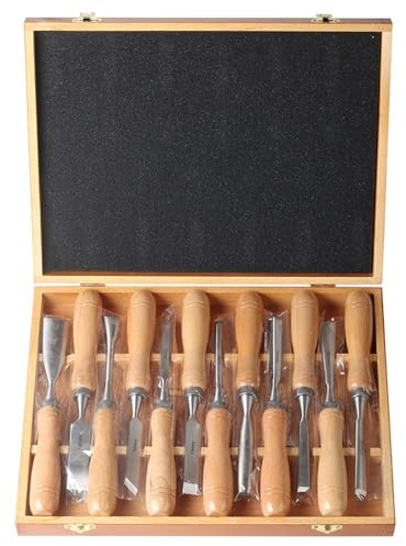 NEWFUN Scalpelli per Legno, Set di 12 Scalpelli per la Tornitura del Legno per Gli Appassionati di Intaglio del Legno