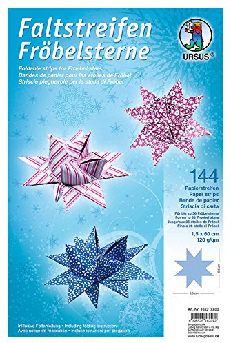 Ursus 16120000 Faltstreifen Fröbelsterne, 144 Streifen, 1,5 x 60 cm, 120 g/qm