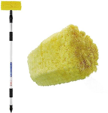 ProPlus 150685 Brosse de Lavage 3D, Manche Télescopique, 2.4 mètres, Jaune/Noir