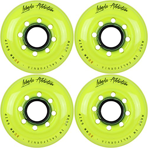 Labeda Addiction - Set di 4 ruote per pattini da hockey in linea, 80 mm, colore: giallo