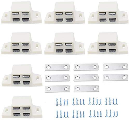 luckkyme 8 Pack Heavy Duty Shutter Hardware Magnetic Cabinet Catch Door Latch with Mounting Screw for Home Furniture Cabinet Cupboard
