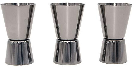 DollaTek 3Pcs 15mL/30ml Cocktail in Acciaio Inox Jigger Cup Liquore Misurino Dritto cilindrico Barista Drink Mixer Party Bar Bartending Tools - Placcatura Nera