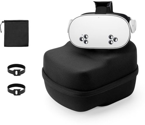Yinke Carry Case for Meta Quest 3/Oculus Quest 2/PICO 4, VR Headset, Head Strap and Controllers, Travel Hard Case Storage Bag Compatible with VR Accessories, Black