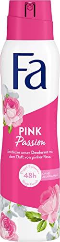 Fa Desodorante en spray Pink Passion (150 ml), aroma dulce de rosa rosa, desodorante sin aluminio para una protección de hasta 48 horas, no deja residuos de desodorante en la ropa