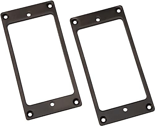 Pxyelec Metal Flat Electric Guitar Humbucker Pickup Ring, Bridge and Neck Pickups Cover Frame Mounting Ring Pack of 2 (Black)