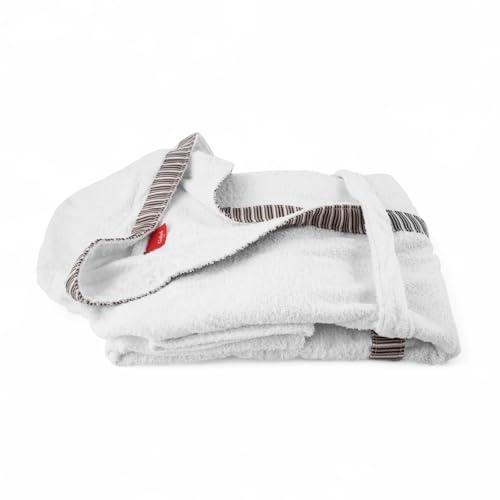 Gabel Accappatoio con cappuccio Unisex (IT, Testo, M, Regular, Regular, BIANCO con bordo)