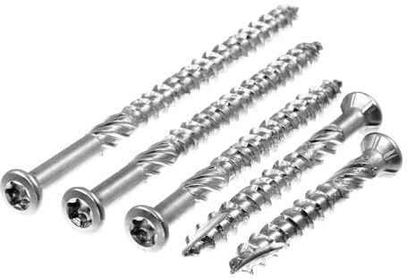 SECCARO Liseko Lot de 100 vis de terrasse 5 x 40 mm en acier inoxydable A4 Vis à bois avec pointe Cut et encoche de coupe TX/six pans creux