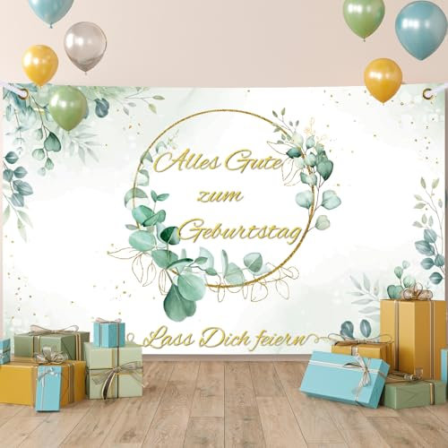Geburtstagsbanner Grün Happy Birthday Banner Groß Hintergrund Geburtstag Deko Männer für Frau Birthday Decorations Alles Gute zum Geburtstag Party Deko (180cm×110cm)