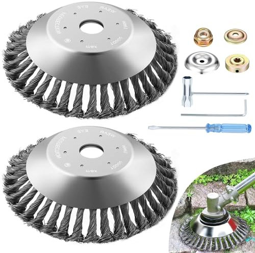 Brosse de désherbage 2 pièces pour débroussailleuses,Brosse de désherbage 25,4 mm,brosses de désherbage universelles pour débroussailleuses,Brosse de désherbage pour débroussailleuses,6pouces+6pouces