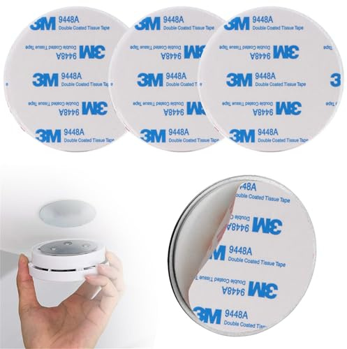 Supporto magnetico per rilevatore di fumo, fissaggio magnetico, 3 pezzi, 50 mm, supporto magnetico per rilevatore di fuoco, autoadesivo, senza foratura, montaggio rapido