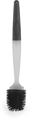 Beldray LA033996UFFEU7 Antibac Toilet Brush – Escobilla de baño dispensadora de jabón, cerdas de Silicona con Tratamiento Antibacteriano, antiarañazos, dispensador de líquido Recargable, Gris