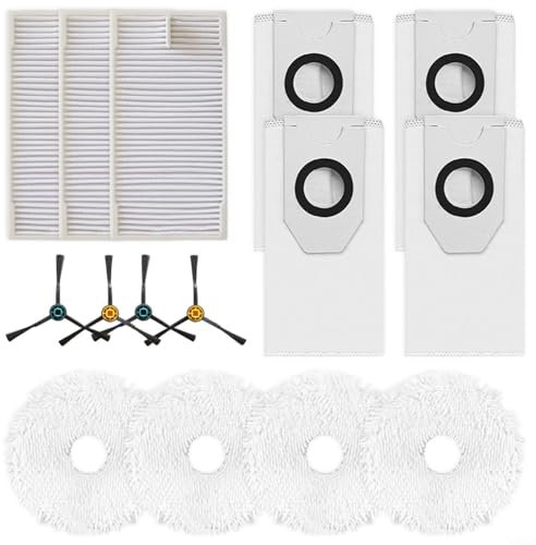 Kit d'accessoires de rechange de 15 pièces pour aspirateur V12/Eureka J12 Ultra, 3 filtres HEPA, 4 chiffons de serpillère, 4 sacs à poussière, 4 brosses latérales