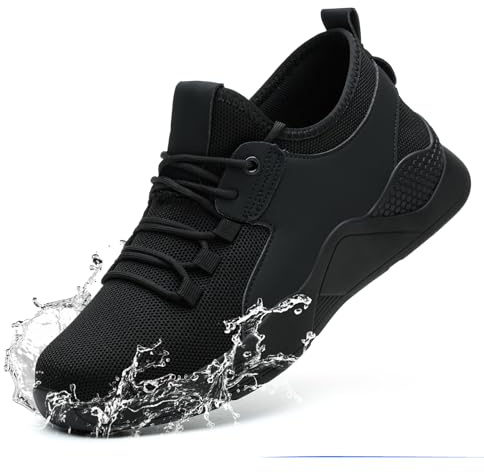 Waterproof Shoes Men Women Non Slip Chef Shoes Lightweight Sneakers Food Service Work Shoes-10 UK Black
