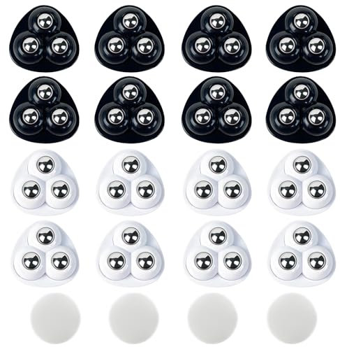 VEGCOO Lot de 16 Roulettes Pivotantes Auto Adhésives, 360 Degrés Mini Roulettes à Billes Autocollantes Avec 3 Billes En Acier pour Machine à Café, Poubelle, Appareils De Cuisine, Petits Meubles