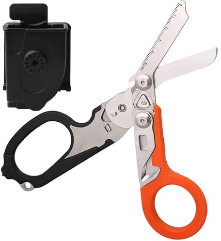 Forbici da trauma: forbici multitool con 6 funzioni pratiche, forbici di emergenza, pinza pieghevole in acciaio inox per uso professionale in soccorso o attività quotidiane