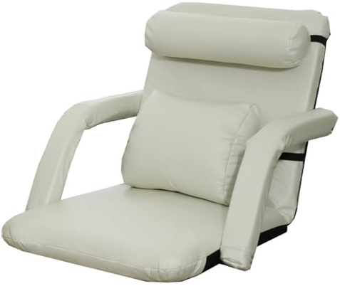 Fällbar Soffa För Vuxna Enkel Vadderad Lounge-sovfåtölj Med Armstöd 6-stegs Justerbar Soffbädd För Meditation, Spel, Läsning(Beige)