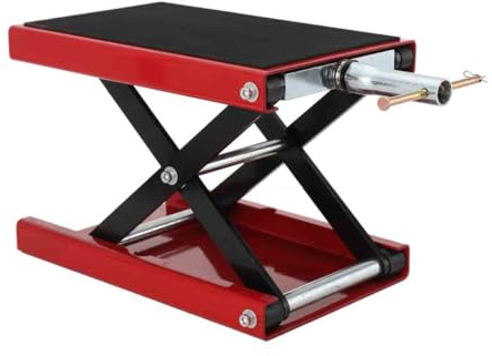NICCOO Motorcycle Scissor Lift Jack, 500kg Motorbike Lift Stand with Safety Lock & Wide Platform, Adjustable Foldable Bike Lift for Tyre Change & Repair, UK Garage (1100 lbs)