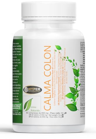 Hyper Calma Colon Integratore Alimentare con: Cumino, Carbone vegetale, Enzimi, Finocchio e Anice verde.60 compresse. Prodotto in Italia