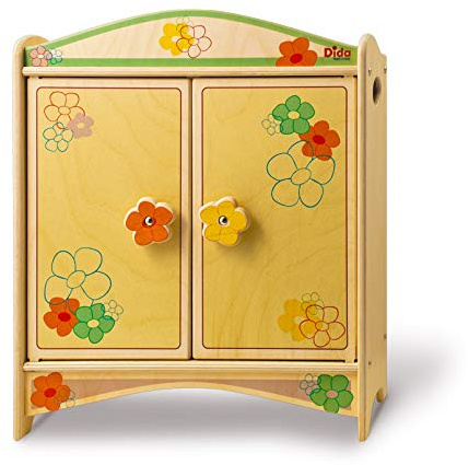 Dida - Armadio 'Fiore' in Legno Perfetto per Bambole Piccole, Guardaroba Spazioso e Versatile per Vestiti, con Design Elegante e Sicuro, Ideale per Giochi di Ruolo e Arredamento Camerette Bambini