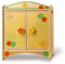 Dida - Kleiner Puppenschrank Aus Holz Mit Garderobenstange Und 4 Kleiderbügeln Für Puppen Bis 35 cm Höhe - Dekoration: Blumen. Optimal Für Die Puppenecken Im Kindergarten Und In Der Kinderkrippe