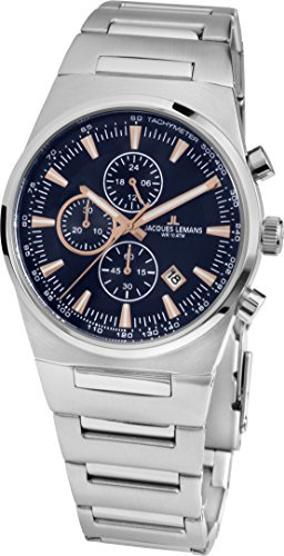 JACQUES LEMANS damklocka manchester metallband massivt rostfritt stål Chronograph 1-1738B