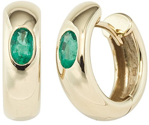 Jobo Damen-Creolen aus 14 Karat 585 Gold mit Smaragd Oval