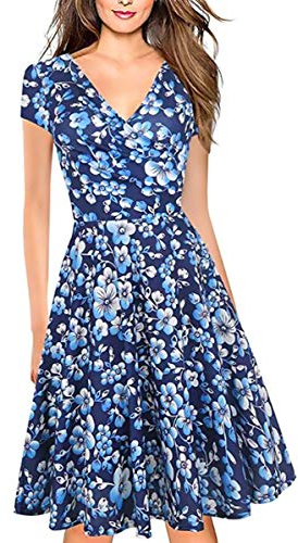 LOVEXIU Abito Donna Elegante Estivo, Vintage Giallo Vestito Chic Boho, Vestito Elegante Midi, Sexy Abbigliamento Donna Estivo, Abiti Scollo a V Sexy per Cocktail Plissettato Fluido, Party, Casual