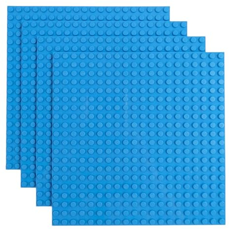 Q-Bricks Classic Bauplatten | 20x20 Noppenanzahl | 16 * 16 cm | Kompatibel mit Meisten Marken | 4 STK. im Set | Farbe: Lichtblau