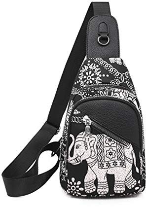 FANDARE Mujer Bolsa de Pecho Moda Bolsos Cruzados Niña Bandoleras Cruzada Deporte Ligero Mochila Viaje Ciclismo Intemperie Sling Bag Paño de Oxford Duradero Elefante
