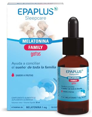 EPAPLUS Sleepcare Melatonina Gotas 30 ml | Complemento Alimenticio con Vitamina B6 | Contribuye a Conciliar el Sueño y Apoya el Descanso Nocturno | Adultos y Niños