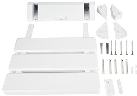 Joyzan Sedia Doccia Parete, Sgabello Pieghevole Muro Bagno Interna Sedile Ribalta Fissato Panca Sedie Pieghevoli Anziani Montato Parete Seggiolino Vasca Adulto Ribaltabile Disabili Antiscivolo Bianco