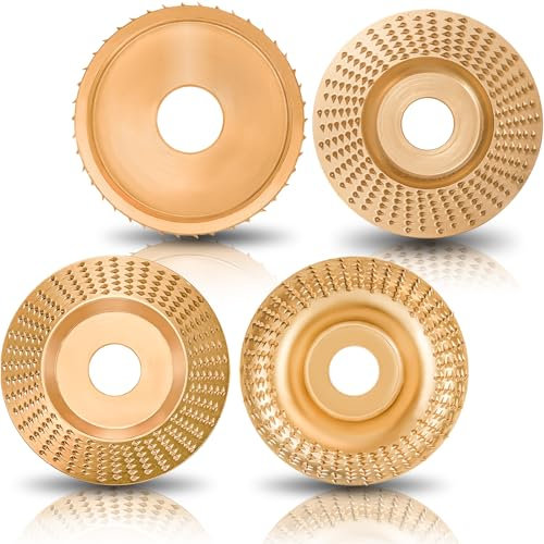 Set di 4 dischi per smerigliatrice angolare per intaglio del legno, per attacco da 10,2 cm o 10,2 cm, accessori per smerigliatrice a disco per la lavorazione del legno, dischi da intaglio per taglio
