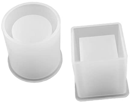 SEWOART 2pcs DIY Square and Cylinder Silicone Molds for Resin Pen Holder and Flower Pot Crafting, Food-Grade Silicone, Suitable for Home and Studio Decoration