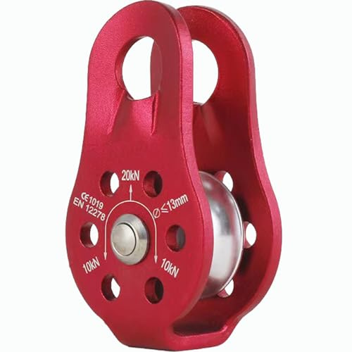 Tread star Seilrolle Umlenkrolle 20 kN Hochleistungs-Seilrolle Aus Aluminiumlegierung Für Das 12-mm Einseil-Riemenscheibenblock für 12-mm(1, rot)