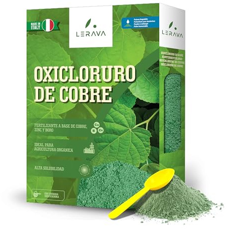 LERAVA Oxychlorure de Cuivre (2x800 g) - Aux maladies fongiques pour Jardin et Arbres Fruitiers - Traitement Mildiou et Cloque du Pêcher - Engrais foliaire pour Vigne, Tomate et Fraisier