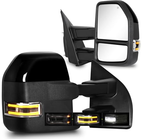 SIZIOM Towing Mirrors for 2015-2020 F150 Ford Pickup with Turn Signal & Running Lights Heated Power Glass