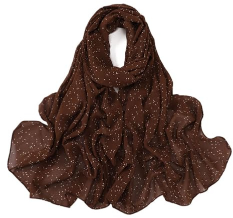 KETAFOUND Sciarpa al Collo in Chiffon - Versatile Stampa A Pois Fazzoletto da Collo Ampio Scialle, Foulard Estivo Elegante Bandana Sottile per Donna Donna,Marrone,175 * 70Cm
