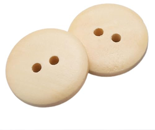 20 botones de costura grandes de 30 mm, madera marrón natural, 2 agujeros, adornos para manualidades y manualidades